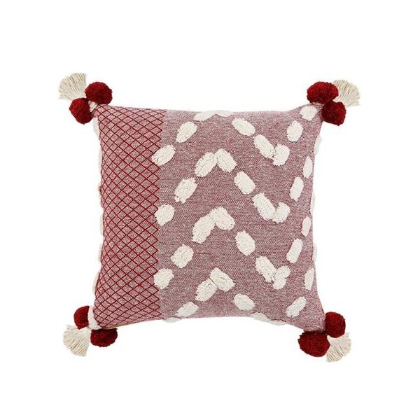 Lr Home LR Home PILLO07705HURFFPL Heute Red Zeal Pom Square Throw Pillow PILLO07705HURFFPL